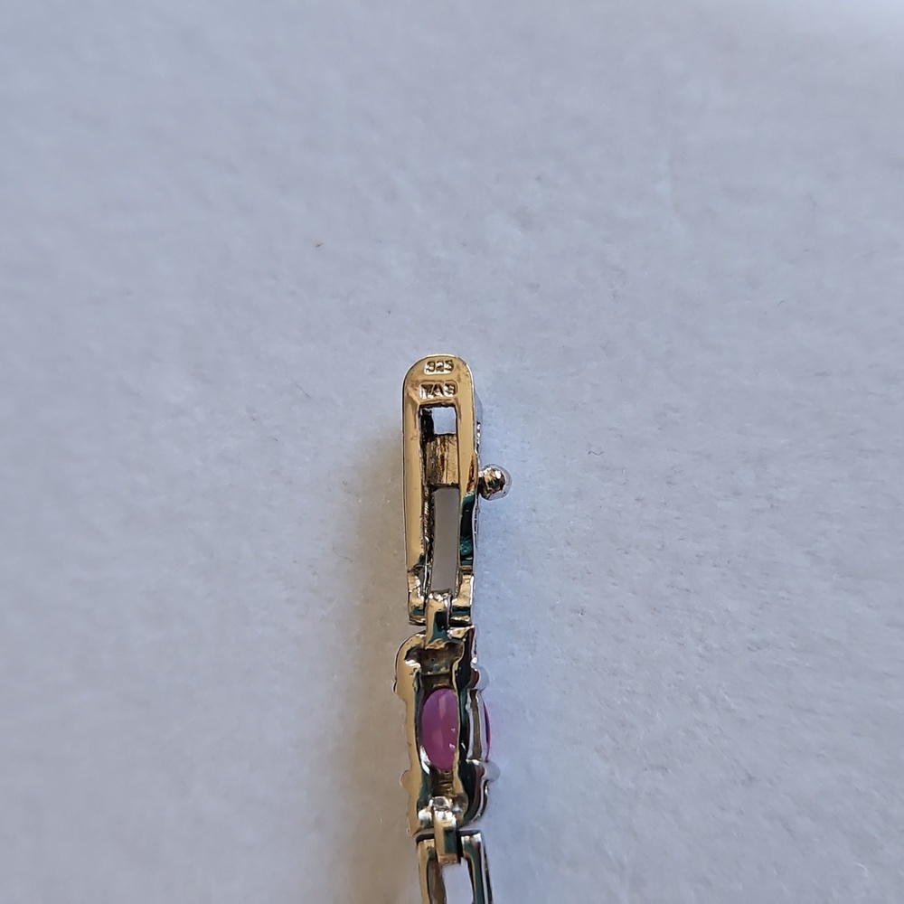 Signature Sterling Silver Pink Rhinestone Tennis Bracelet - Picture 14 of 16